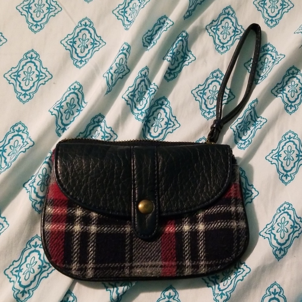 A plaid clutch